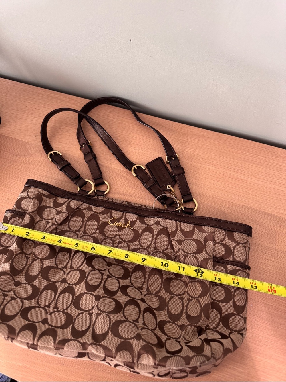 Vintage Y2K Coach Gallery Signature Pleated Tote Shoulder Monogram Purse Bag - Picture 10 of 11
